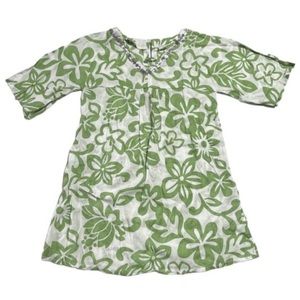 Mini Boden green floral swim coverup dress 5-6 years